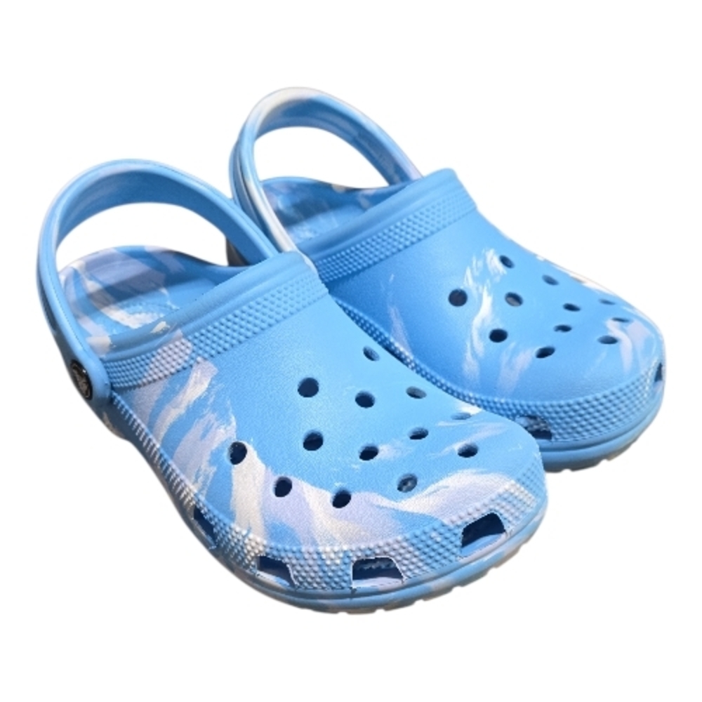 Crocs Classic Marble Clog Blue/White Women's Size 6 Men's Size 4